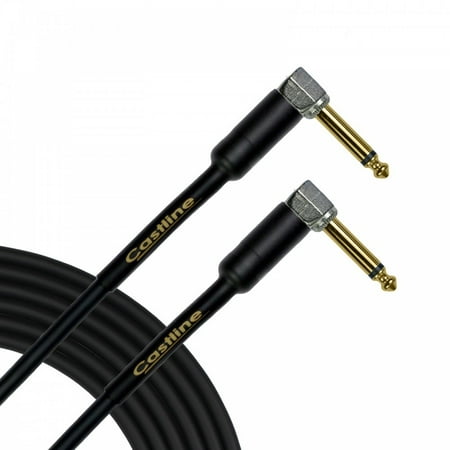 25 Ft Castline Gold Guitar 1/4" TS Right Angle to 1/4" TS Right Angle Unbalanced Cable Mogami 2524