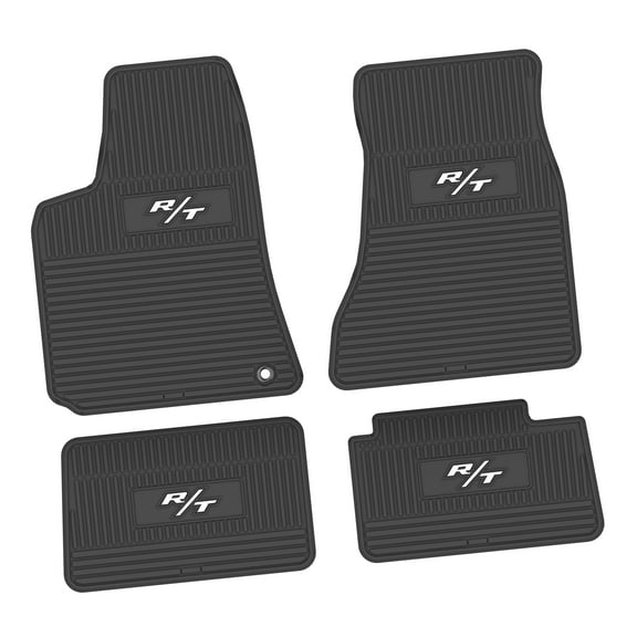 Charger Floor Mats 06-10 Dodge Charger RWD 4 Piece Custom Vintage Scene w/ R/T (2008-2014) Insert - Black w/ White Insert