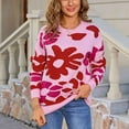 thumbnail image 4 of DailyTrove Women's Floral Print Knit Sweater, Long Sleeve, Casual Garden & Brunch Wear, Lightweight Wool Blend, Ruffled Hem, Plus Size Friendly, 4 of 4