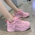 thumbnail image 6 of AUDeals Women Chunky Platform Sneakers, Colorblock Casual Shoes, Breathable Walking Shoes with Glitter Detail (Pink, 6), 6 of 9