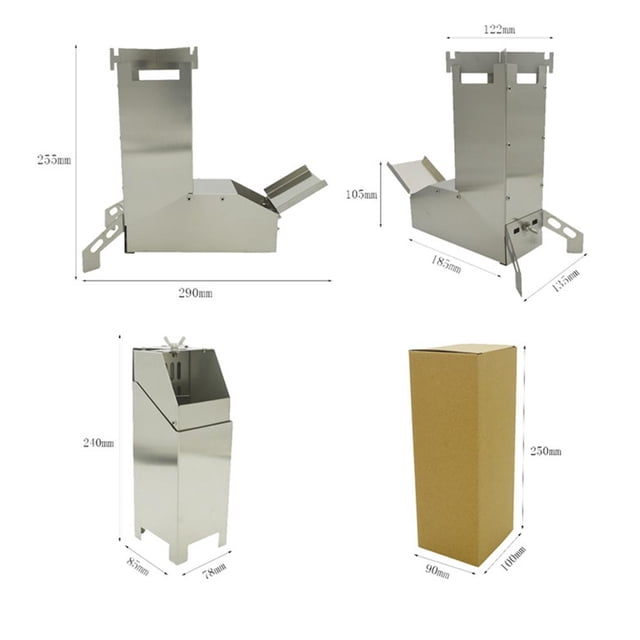 stanreset Réchaud de Camping en Acier Inoxydable Portable Réchauds à Bois Pliants pour Pique-Nique Barbecue Camping Randonnée