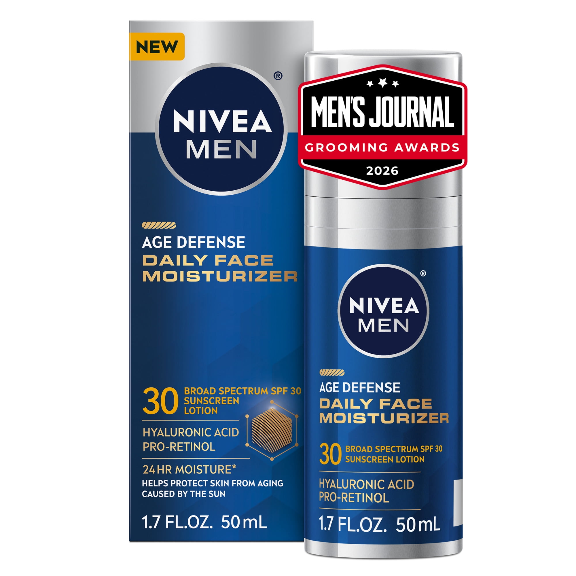 NIVEA MEN Age Defense Daily Face Moisturizer with SPF 30, 1.7 fl oz
