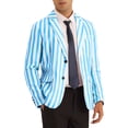 thumbnail image 4 of INSPIRE CHIC Men's Coats Striped Notch Lapel Collar Formal Regular Fit Business Blazer  L Blue, 4 of 6