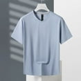 thumbnail image 2 of Camiseta de manga corta de seda helada para hombre - Camiseta deportiva de secado rápido - Poliéster transpirable, ropa informal para hacer ejercicio en interiores y exteriores, 2 of 8
