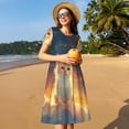 thumbnail image 4 of Easygdp Starry Sky Constellation Cat para Vestido Transpirable de Mujer, Vestido Suelto de Manga Corta con Pliegues y Bolsillos para el Verano, 4 of 6