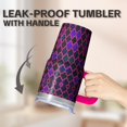 thumbnail image 5 of Reusable 20oz Geometric Pattern Tumbler with Handle, Stainless Steel Double Wall Insulated Travel Coffee Mug Leak Proof, 5 of 5
