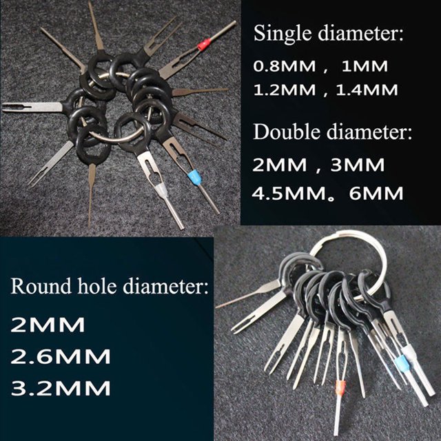 Juego de 11 herramientas de extracción de terminales para cables eléctricos de coche, kit de extracción de pines de conector de crimpado
