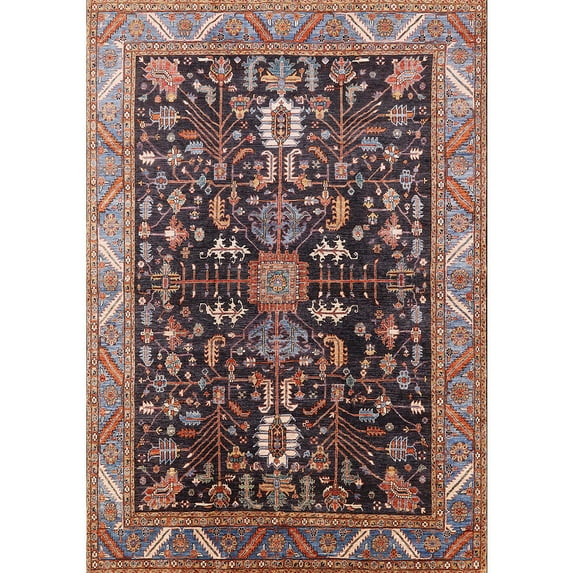 Ahgly Company Machine Washable Indoor Rectangle Industrial Modern Khaki Rose Pink Area Rugs, 7' x 9'