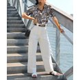 thumbnail image 5 of HAPPY BAY Hawaiian Shirts Womens Casual Summer Beach Party Short Sleeve Tropical Vacation Tops Button up Blouse Shirt Blouses Dress Shirts for Women L Hawaii Theme, Black, 5 of 5