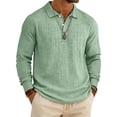 thumbnail image 2 of Havenx Mens Slub Cotton Linen Polo Shirts Long Sleeve Button Down Polo Shirts Collared T Shirts Soft Lightweight Summer Ultra Comfortable Clothing,Mint Green L, 2 of 7