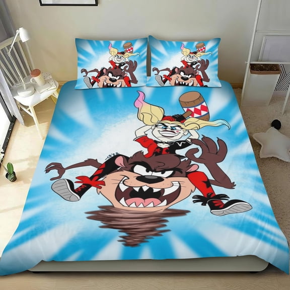 Taz-Mania Themed Bed Sheet Set Three Piece Set 53x79 Inches Comfortable And Skin Friendly Unique Design Creating A Star Studded Night Home Decor Gifts For Family Friends fans