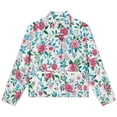 thumbnail image 4 of Jackets for Women Winter Coat Jackets Flannel Stand Collar Jacket(Pretty Floral White Fabric Design,Size:S-4XL), 4 of 7
