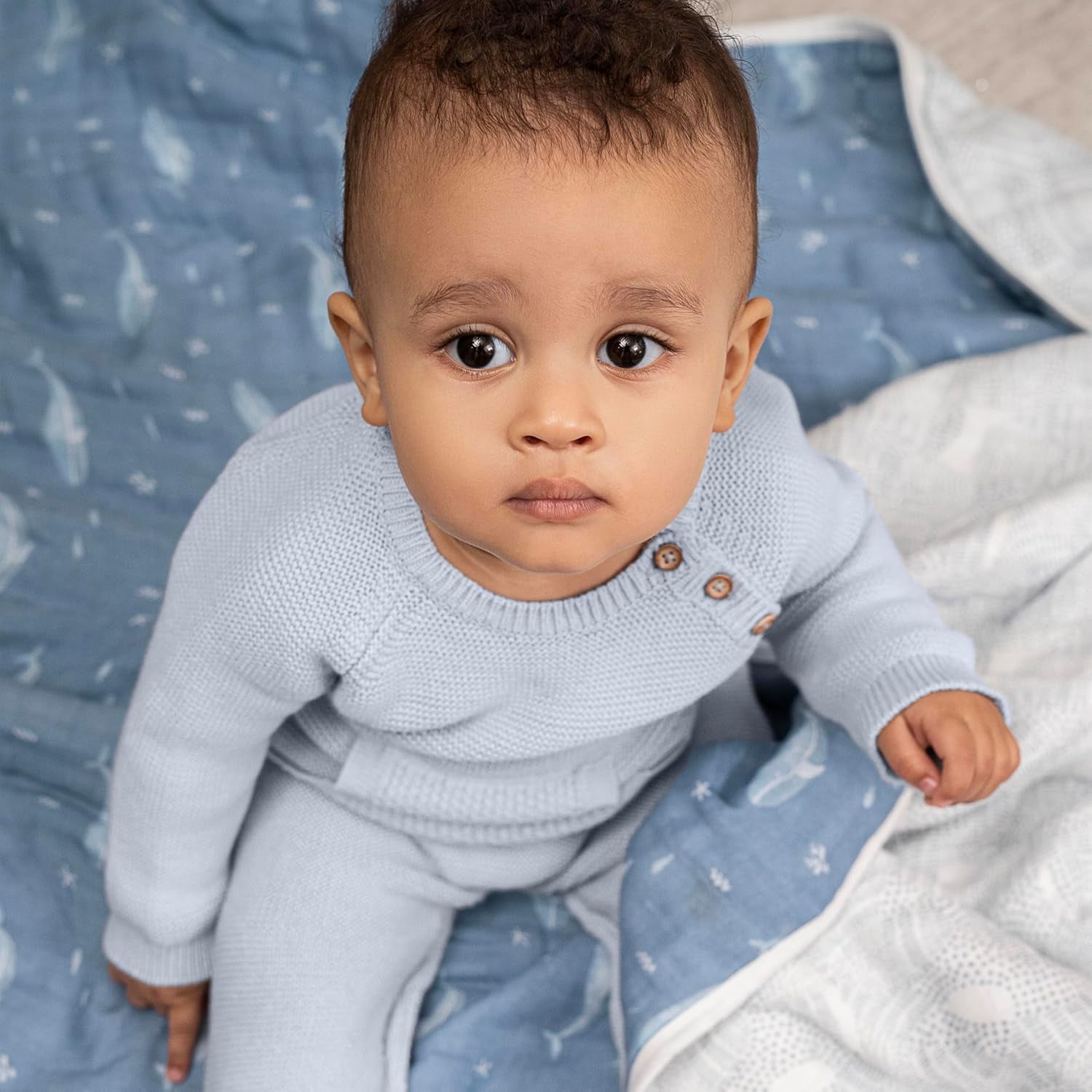 aden + anais Organic Cotton Muslin Dream Blanket, Blue Oceanic, Boys