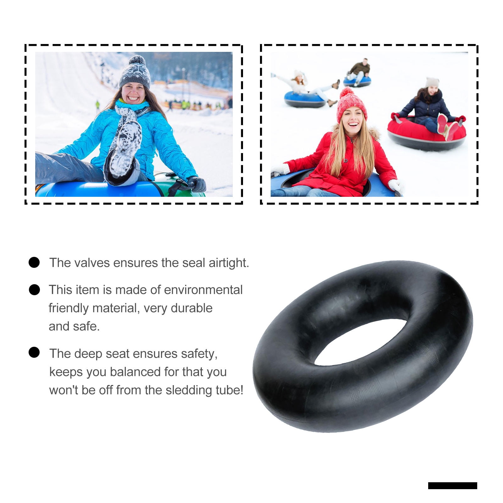 FENGGUIQU 1Pc Fast Inflate Inflatable Snow Inner Tube Black Thick Durable Outdoor Sled