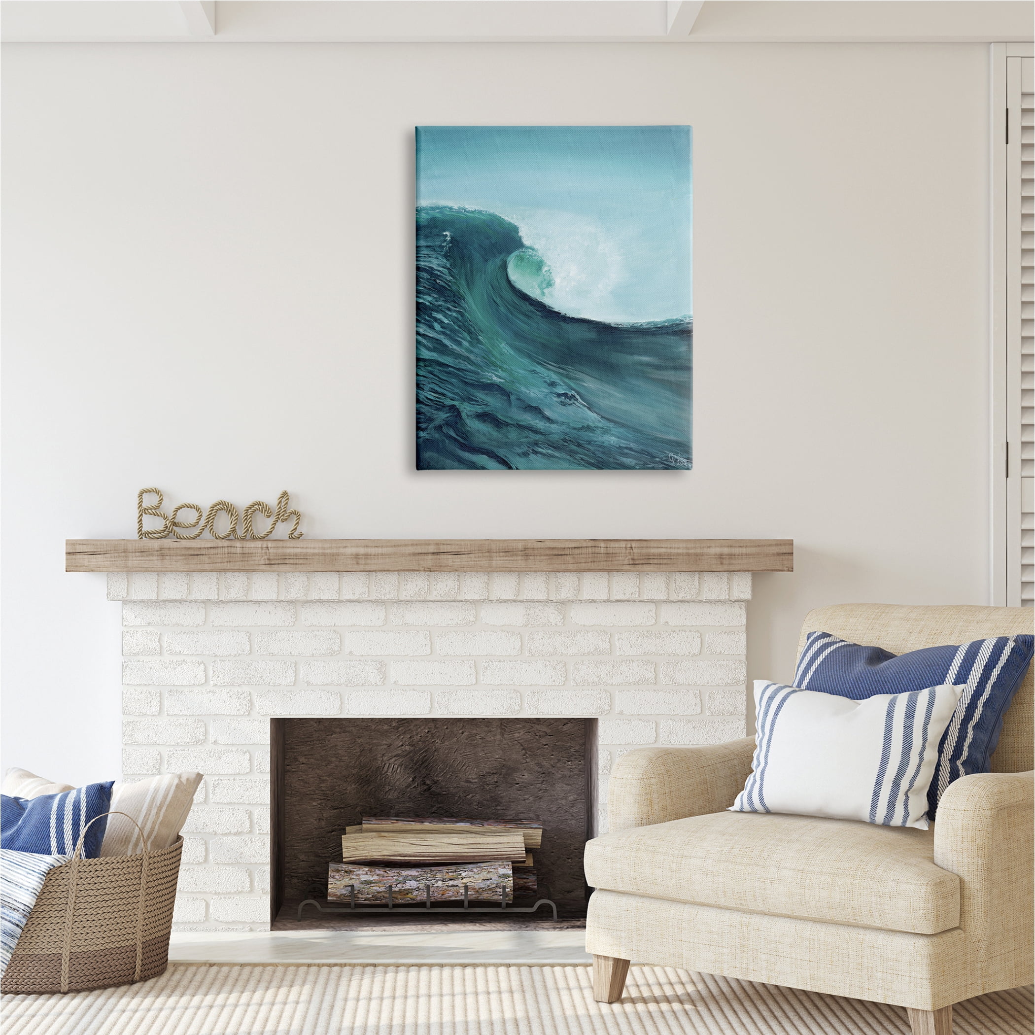 Stupell Industries Tsunami Wave Panting Nature Painting Gallery Wrapped Canvas Print Wall Art, 30 x 40