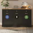 thumbnail image 6 of JassmiPkwy Triple Trash Cabinet Tilt-Out,30 Gallon Farmhouse Laundry Hamper Cabinet w/3 Drawers,Hidden Wooden Trash Can Cabinets with Storage Basket for Kitchen-Black, 6 of 6