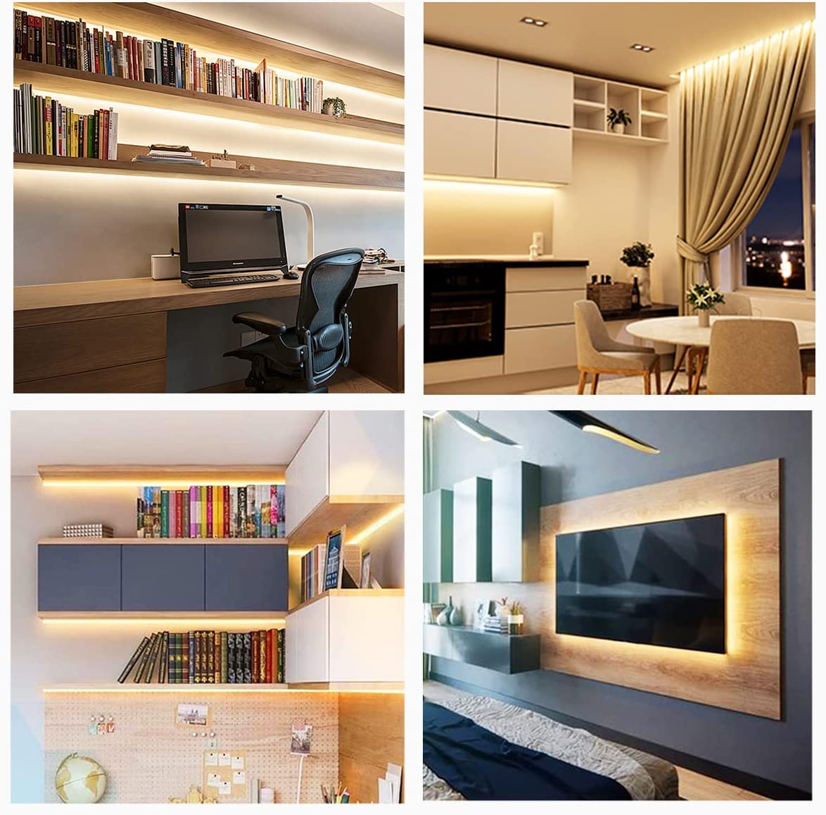 Yi Lighting LED 6pcs 20" Under Cabinet LED Strip Lighting kits with Remote Control for Kitchen, Desk, Monitor Back, Shelf