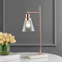 JONATHAN Y Lorena 22.25" Modern Glam Metal/Marble LED Table Lamp, Copper, JYL1100A