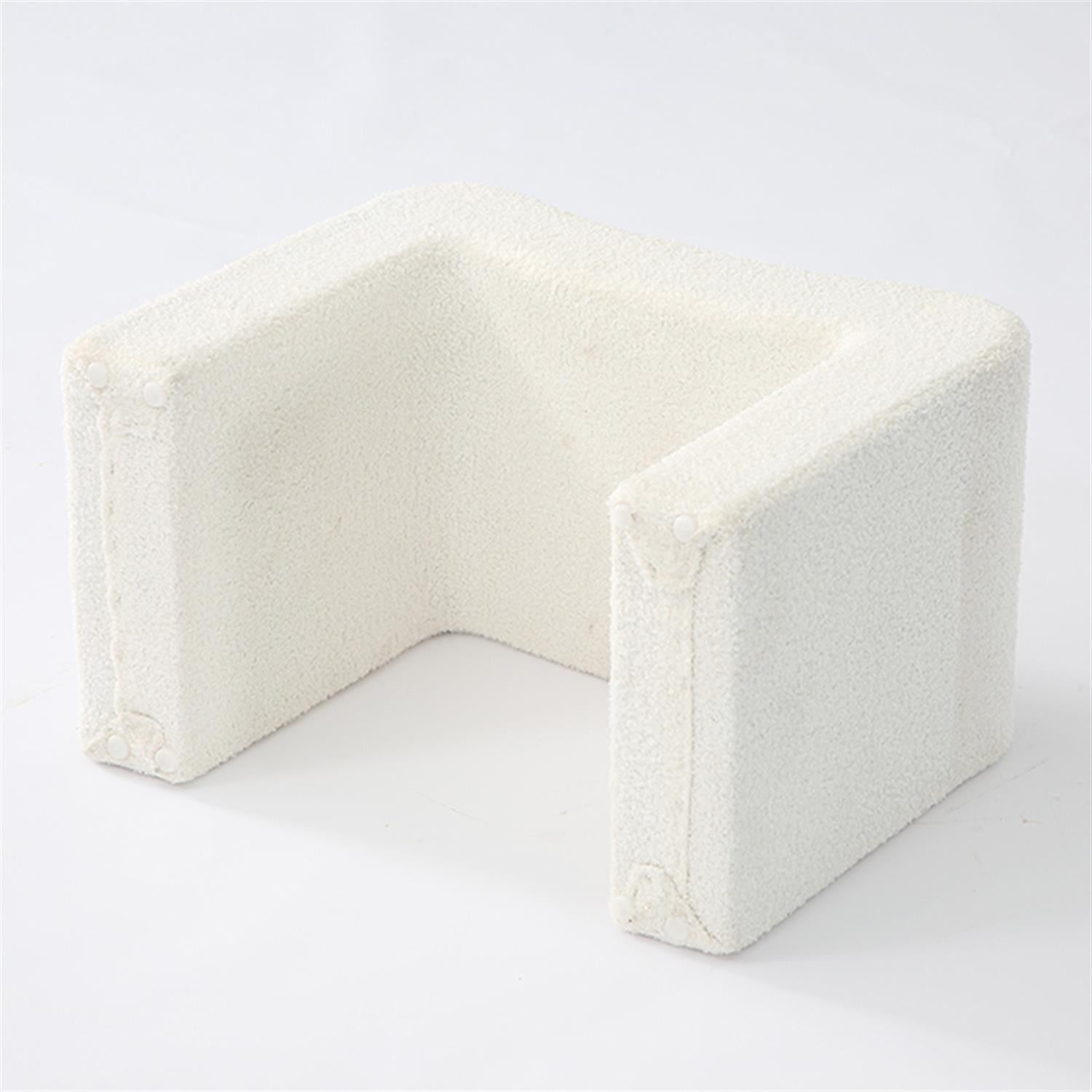 Demi Bonn Modern Vanity Stool, Fully Assembled Upholstered Ottoman Sofa Footrest for Living Room, Bedroom, Entryway and Office, White