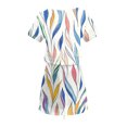 thumbnail image 5 of Cmfcve Women's Summer T-Shirt Dress Short Sleeve Tie Bohemian Dress V-Neck Printed Midi Dresses with Pockets, 5 of 6