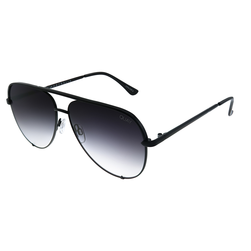 Quay Australia High Key Aviator Sunglasses, Black/Smoke Fade