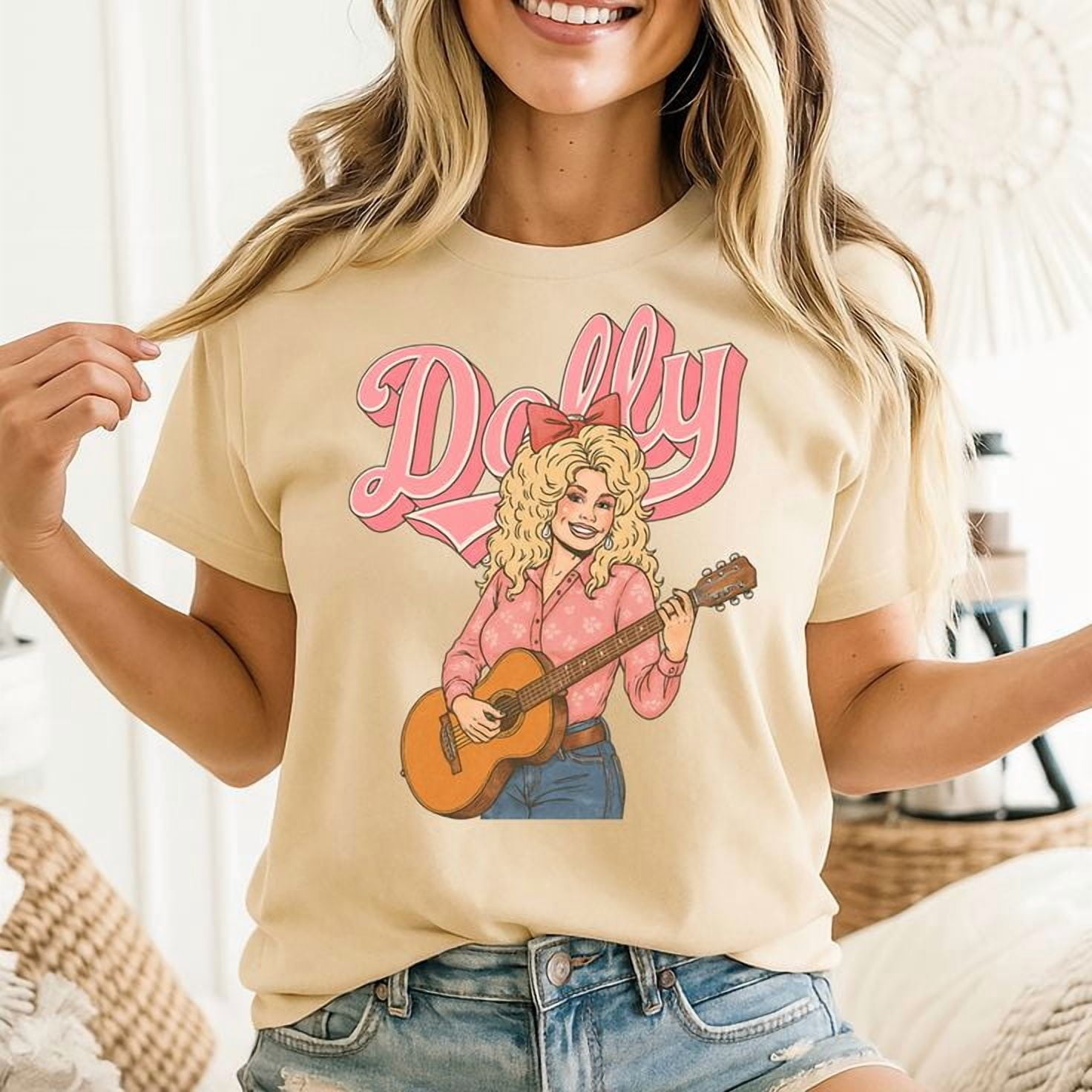 Retro Dolly Shirt Pink Cowgirl Unisex Shirt, Sizes S-5XL - Gategoo
