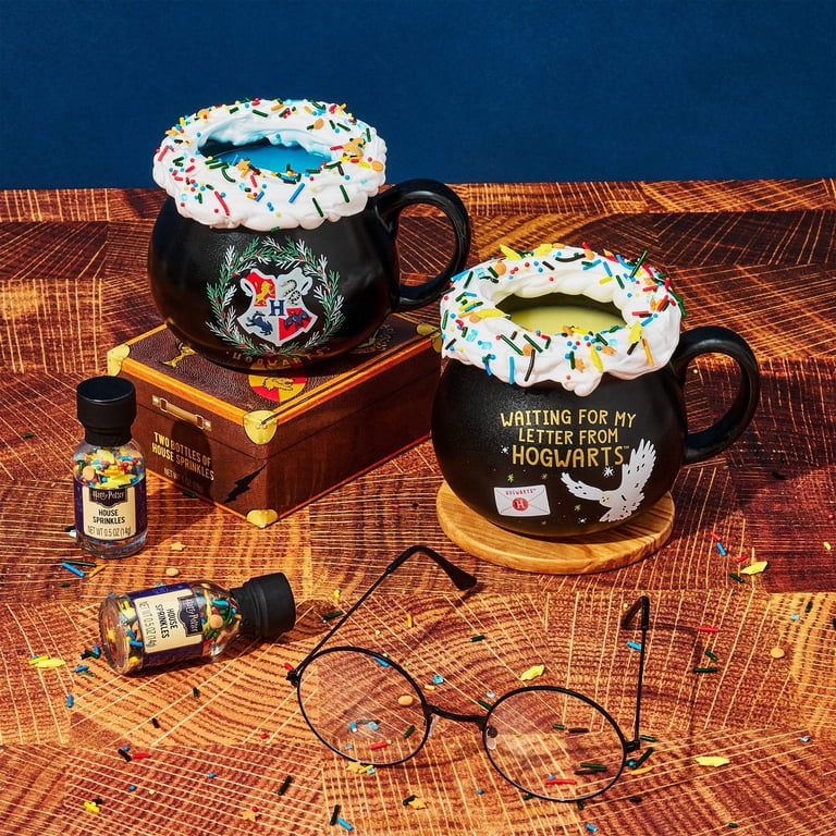 Harry Potter Hot Chocolate Mug Gift Set, Includes 2 Color Changing Hot Chocolate Mixes, 2 House Sprinkles, and 2 Cauldron Mugs, Officially Licensed,
