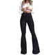 thumbnail image 1 of Pantalones de cargo Gibobby Mujer Soild Destroyed Flare Jeans Cintura elástica Campana Pantalones de mezclilla con dobladillo inferior Negro XL, 1 of 5