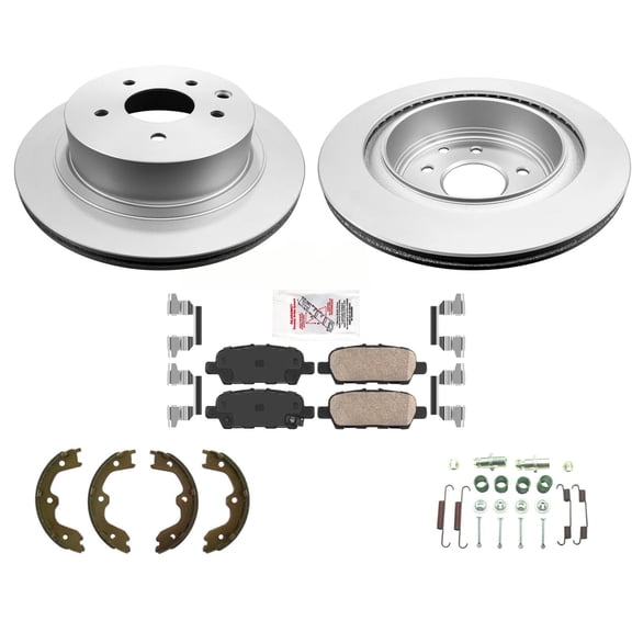 AmeriBRAKES Coated REAR Disc Brake Rotors & Pads For 2003-2005 Nissan 350Z