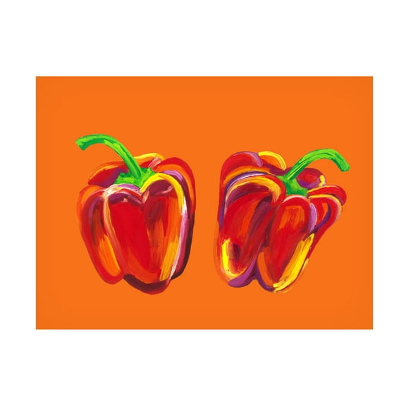 Trademark Fine Art Alice Straker Peppers On Orange Canvas Wall Art