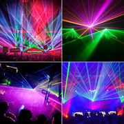 DJ Party Lights, 3D Animation RGB Stage Lighting, DMX512 Music Sound Activated Disco Projector Lights, Remote Control Beam Effect Scan Light for Bar Wedding Nightclub Live Show