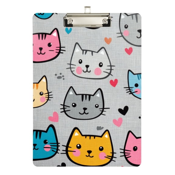 FORMRS Acrylic Clipboard with Low Profile Clip Standard A4 Letter Size, 12.5" x 9", Cute Cat Pattern