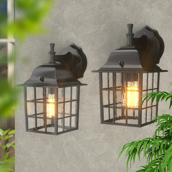 GEYANG Dusk to Dawn Outdoor Wall Light Fixtures - Sensor Porch Lights, Exterior Wall Sconce, Anti-Rust, Waterproof, Garage & Doorway Lights,2 Pack(excluding light bulbs)