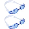 thumbnail image 4 of Gafas de natación con montura grande de 2 uds, gafas galvanizadas para adultos para competición de entrenamiento, color blanco (anteojos azules), 4 of 10