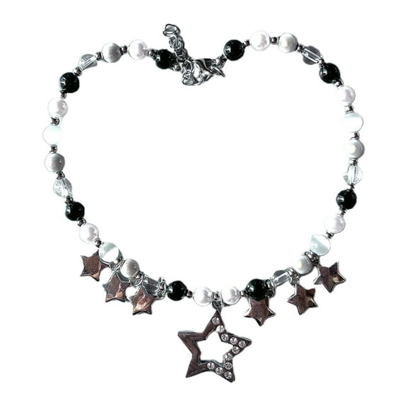 Elegant Star Zircon Beaded Necklace For Women Sweet Cool Star Pendant Choker Party Wearing Accessories Jewelry Gift