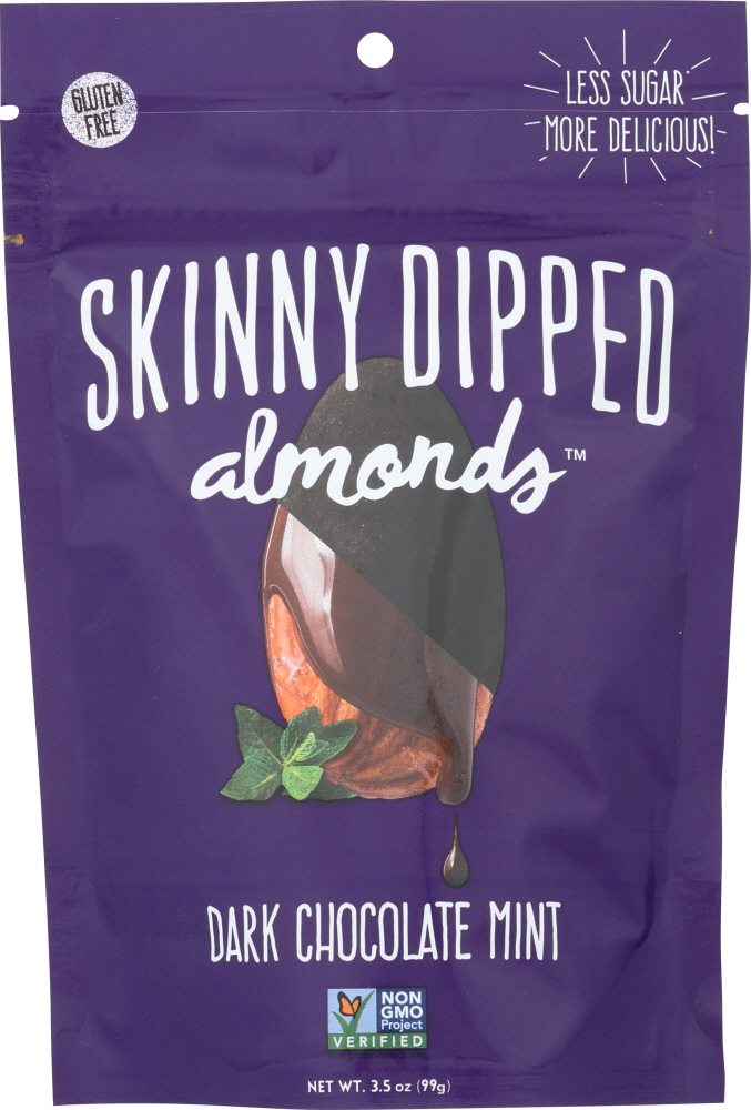 SKINNY DIPPED ALMONDS Gluten Free Almonds Dark Chocolate Mint Dipped