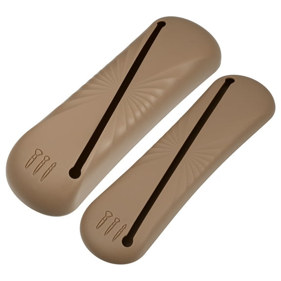 Unique Bargains 2Pcs Travel Makeup Bag Makeup Organizer Bag Silicone Portable Brown