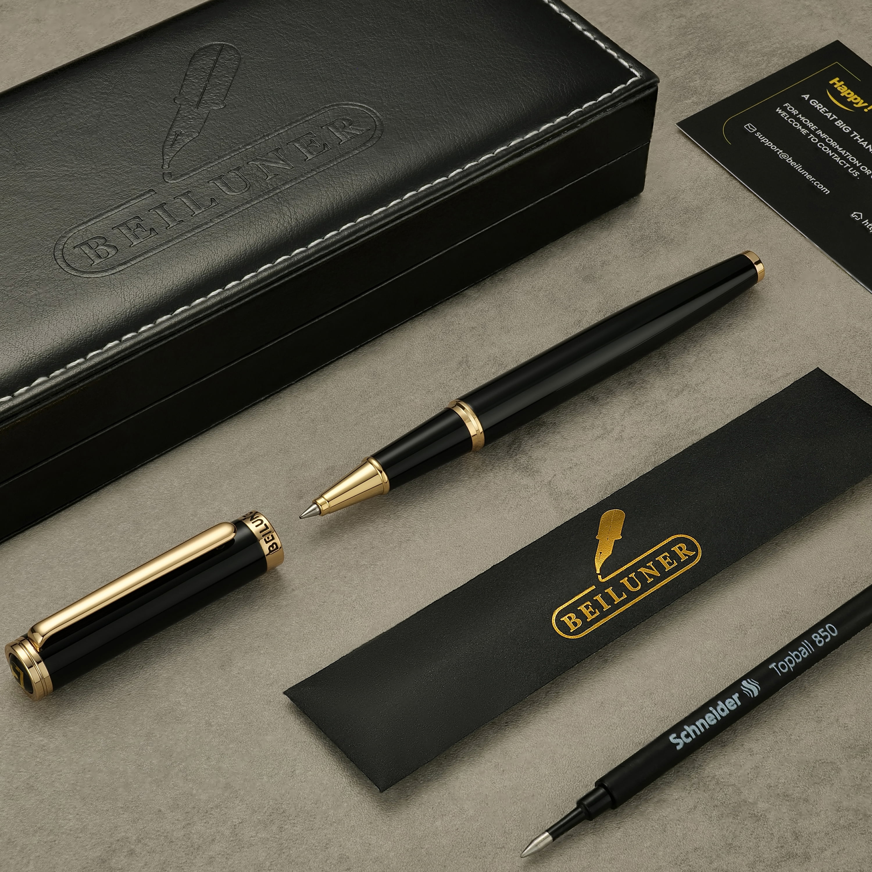 BEILUNER Luxury Rollerball Pen,24K Gold Trim,Noble and Elegant Designs, Best Roller Ball Pen Gift Set for Men & Women, Professional, Executive Office, Nice Pens