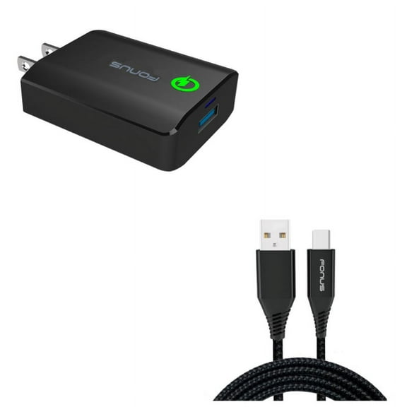 USB Port Fast 18W Home Charger w Power Cord Type-C 10ft USB Cable X4Z for Samsung Galaxy Tab S6 10.5 S5e 10.5 S4 10.5 Note 10 Plus A 10.1 (2019) Fold A20 A10e - Sony Xperia 5 10 Plus 1