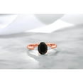 thumbnail image 5 of Gem Stone King 10K Rose Gold Oval Black Onyx and White Created Sapphire 3 Stone Women Engagement Ring (1.35 Cttw, Gemstone Birthstone, Available in Size 5, 6, 7, 8, 9), 5 of 6