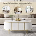 thumbnail image 6 of Harper & Bright Designs Oval Fluted Coffee Table with Storage, Gold Center Table with 2 Cabinets for Living Room, White, 6 of 17