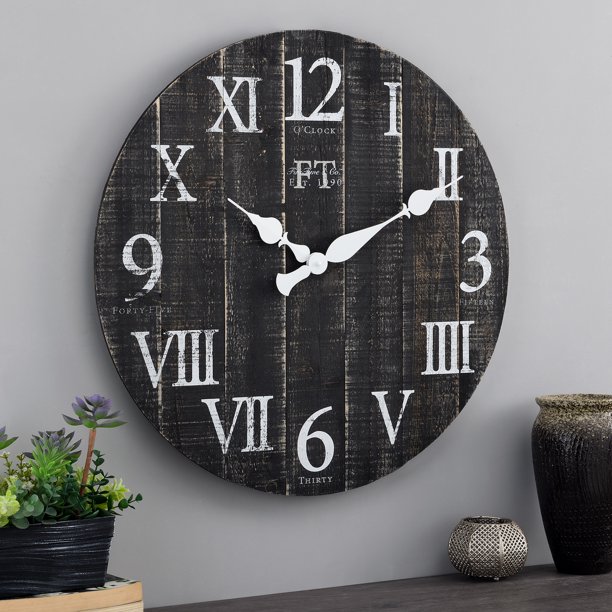 FirsTime & Co.® Black Rustic Farmhouse Barn Wood Clock