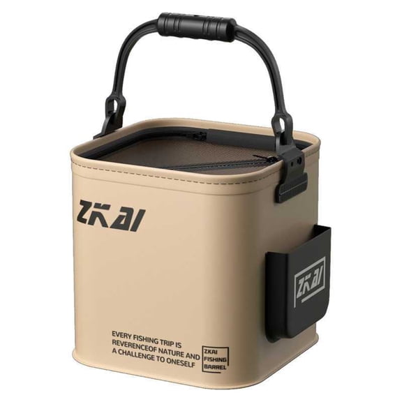 Sun Sand Color Foldable Fishing Bucket Collapsible Fish Keeper Livewell 24cm Portable Water Bucket for Outdoor Fishing Camping Boat Fishing
