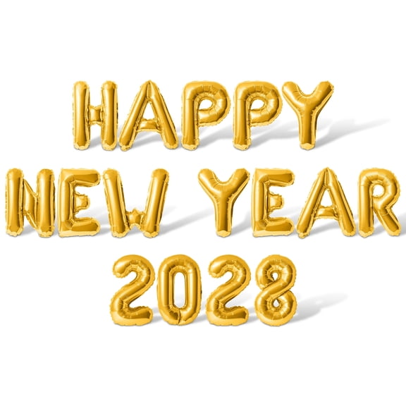 Letter Balloons - HAPPY NEW YEAR 2028 16" Inch Alphabet Letters Foil Mylar Balloon New Years Party Banner (Gold)
