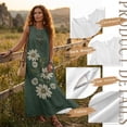 thumbnail image 6 of Xoenoiee Daisy Flower Print Women's Maxi Dresses with Pockets 2026 Summer Spring, Casual Boho Beach Long Sundress, Cotton Linen Sleeveless Tank Dress Vacation Outfits, Size 3XL, 6 of 7