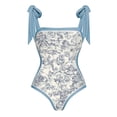 thumbnail image 2 of Aayomet Maillot de Bain Contrôle du Ventre Résistant au Chlore Col Rond Coupe Douce Maillot de Bain une Pièce, Bleu Clair L, 2 of 4