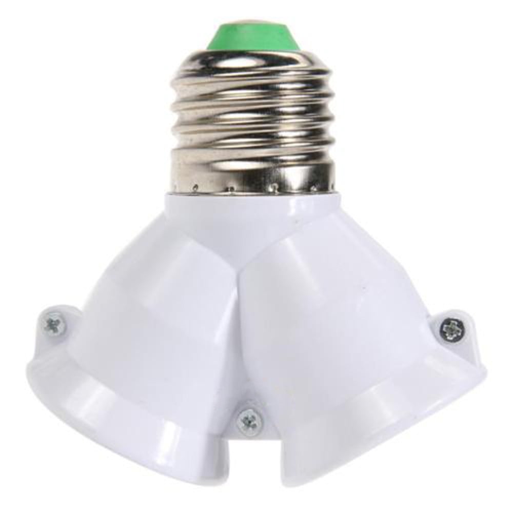 2 in 1 E27 to 2 E27 Lamp Socket Splitter Adapter Light Bulb Base Stand Holder 