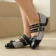 thumbnail image 2 of HomeDM Women's Low Block Heels Mary Jane Shoes Closed Round Toe Buckle Strap Wedding Party Dress Shoes, Black Size 6.5, 2 of 6