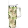 thumbnail image 2 of 40oz Watercolor Cactus Succulents Stainless Steel Flip Straw Tumbler Spill Proof Travel Cup Double Wall Vacuum Insulated Coffee Mug with Top Handle, 2 of 6