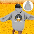 thumbnail image 2 of Women's Oktoberfest Printed Drop Shoulder Hoodie for Everyday Wear and Casual in Autumn/Winter Season Gray XL, 2 of 7